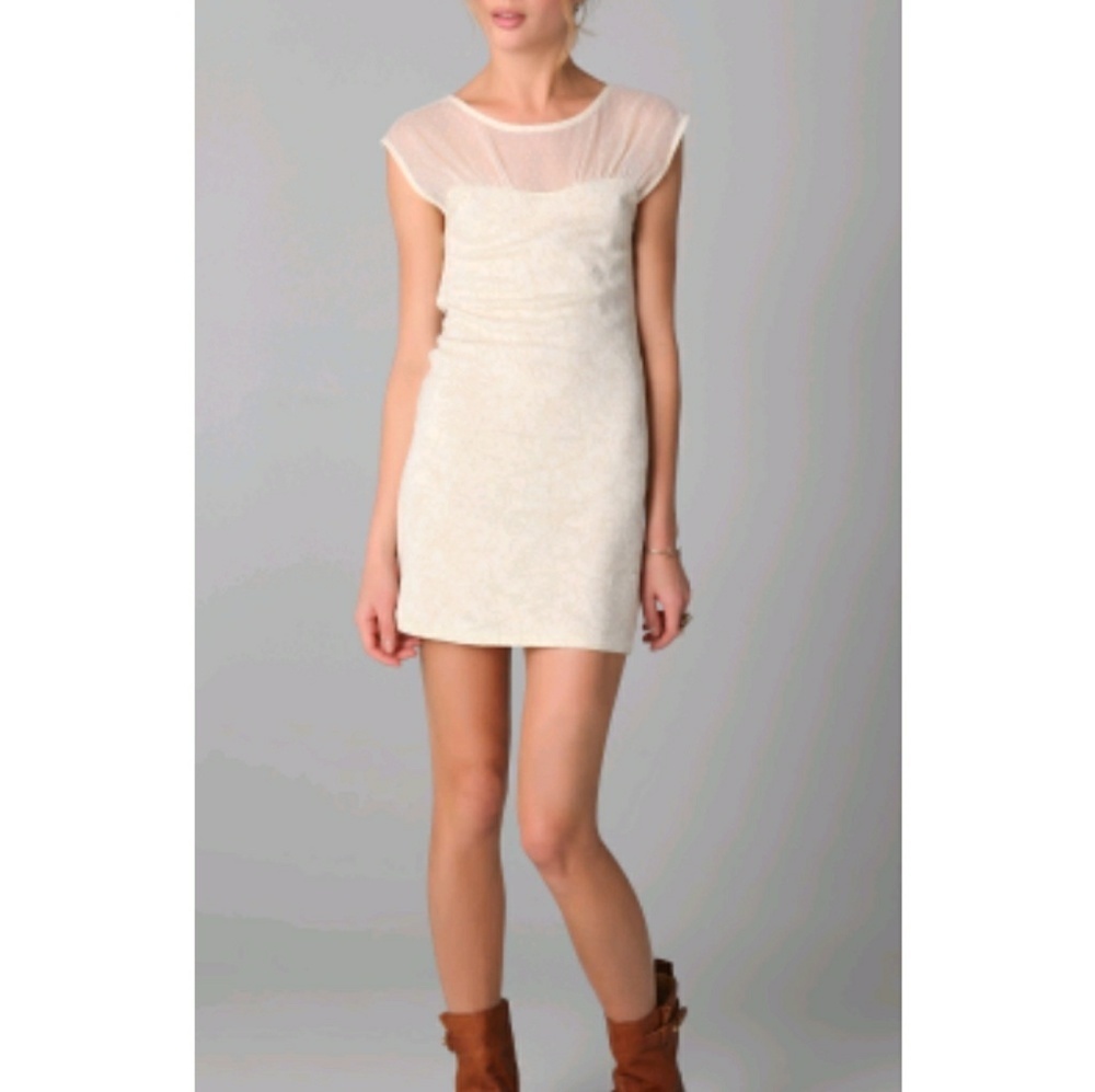 Free People Lurex Starlight Party Bodycon Dress S Scoop Neck Metallic Thread Dot